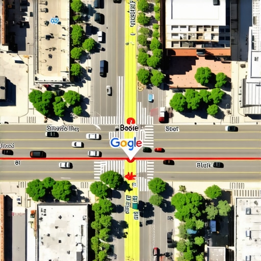City street in Boise with local businesses and Google Maps overlay