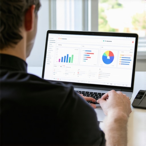 Business owner analyzing Boise SEO data with charts and a laptop