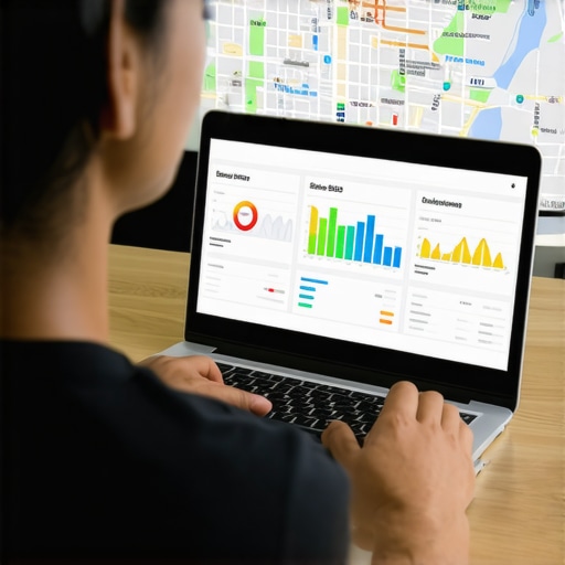 Person reviewing Boise local SEO analytics on a laptop with city map