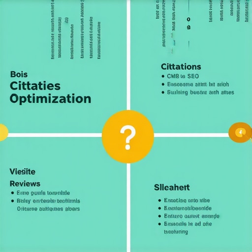 Diagram illustrating local SEO steps for Boise businesses, including Google My Business, citations, reviews, website optimization, and content creation.
