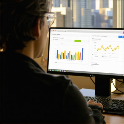 Person reviewing SEO analytics with Boise cityscape