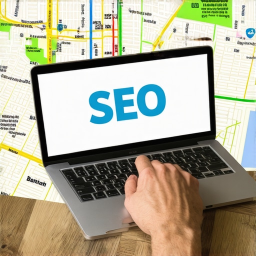 Person managing Boise local SEO with laptop and city map