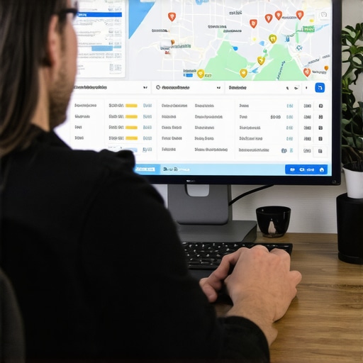 A marketer analyzing Boise SEO data with maps and charts to improve Google Maps ranking.