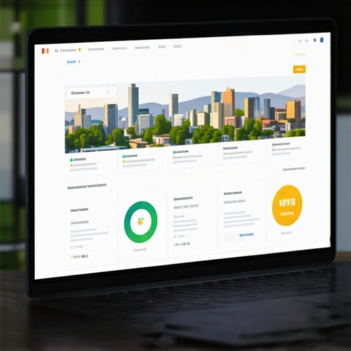 Local SEO Analytics Dashboard with Boise Landmarks A laptop showing SEO analytics with Boise city landmarks