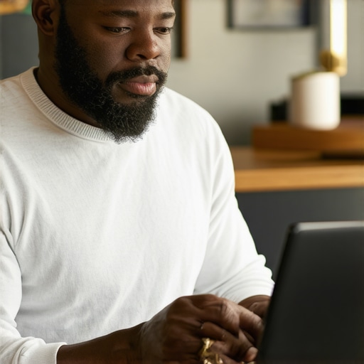 Boise business owner updating online listings and reviews on a laptop