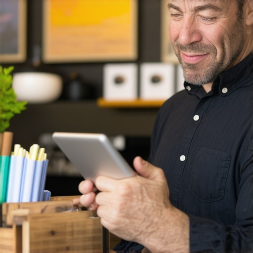 Boise business owner actively requesting reviews from clients on a tablet