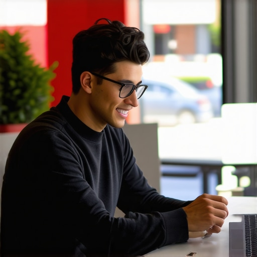 Boise business owner updating Google My Business profile with local images and keywords.