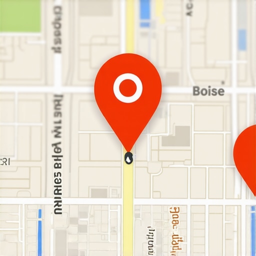 Business location marker on a Boise map with landmarks
