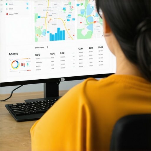 Person reviewing local SEO analytics on Boise maps and charts