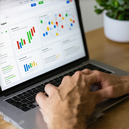 A person analyzing local SEO metrics for Boise on a laptop with charts and maps.