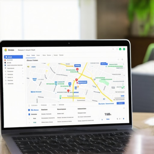 Laptop screen displaying local SEO analytics and Boise map rankings